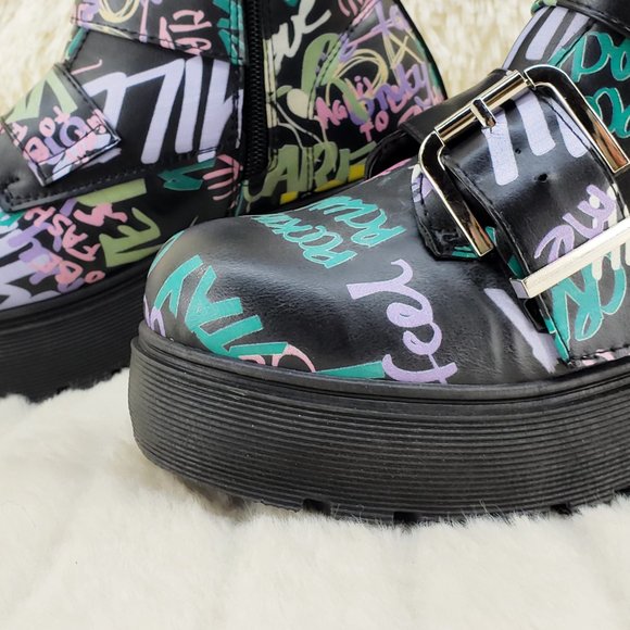 Yoki Multicolor Graffiti Ankle Boots - Picture 9 of 16